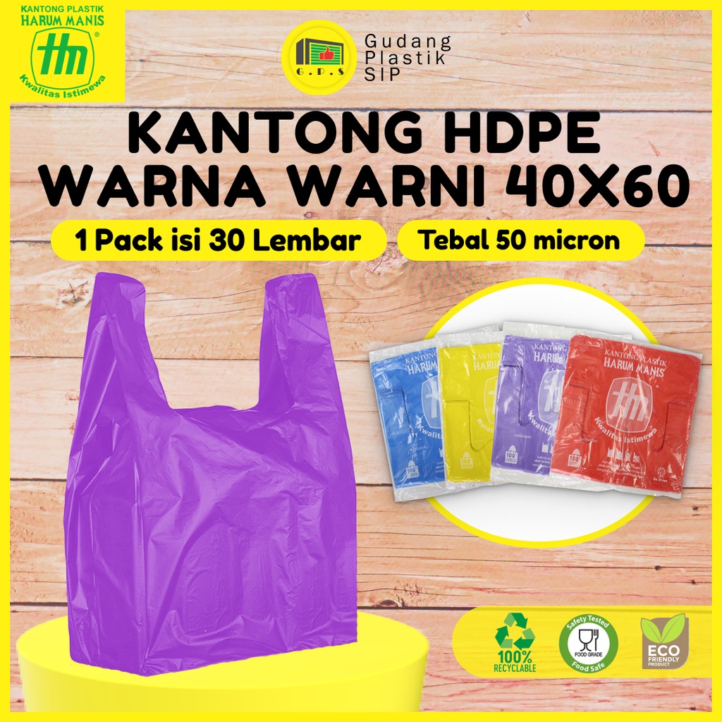 Kantong Plastik Kresek Warna-Warni Tebal UK 40X60 HDPE