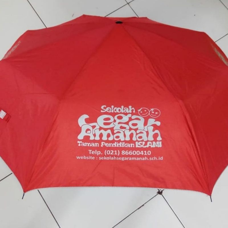 Payung Lipat 3 warna CAMPUR bawah Silver UV Protection Rangka Biasa bisa Sablon Custom