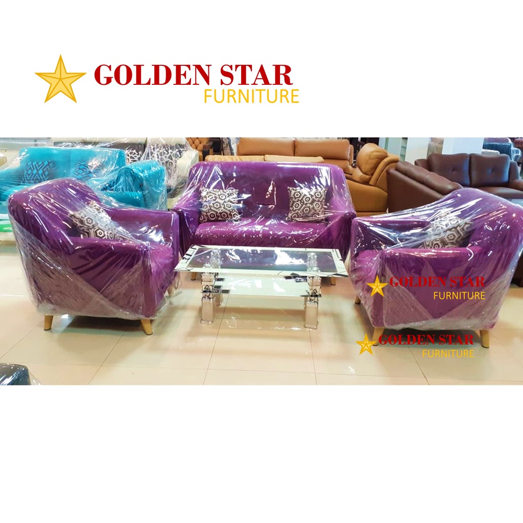 Sofa Scandinavian Kain Beludru/bludru minimalis kursi tamu 211 UNGU