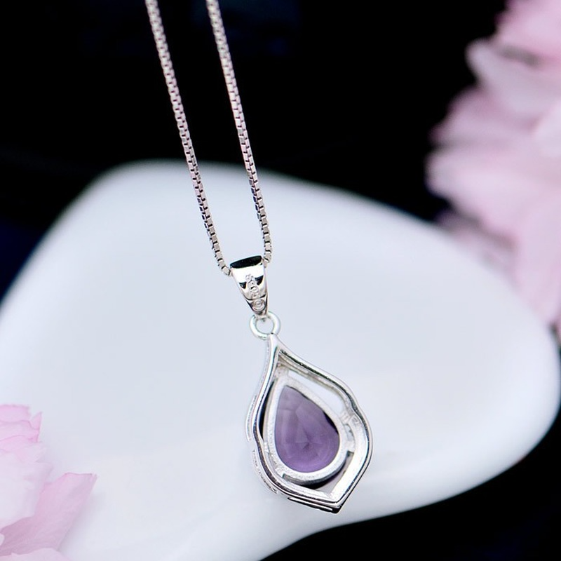 Fashion Plated 925 Silver Necklace Amethyst Pendant