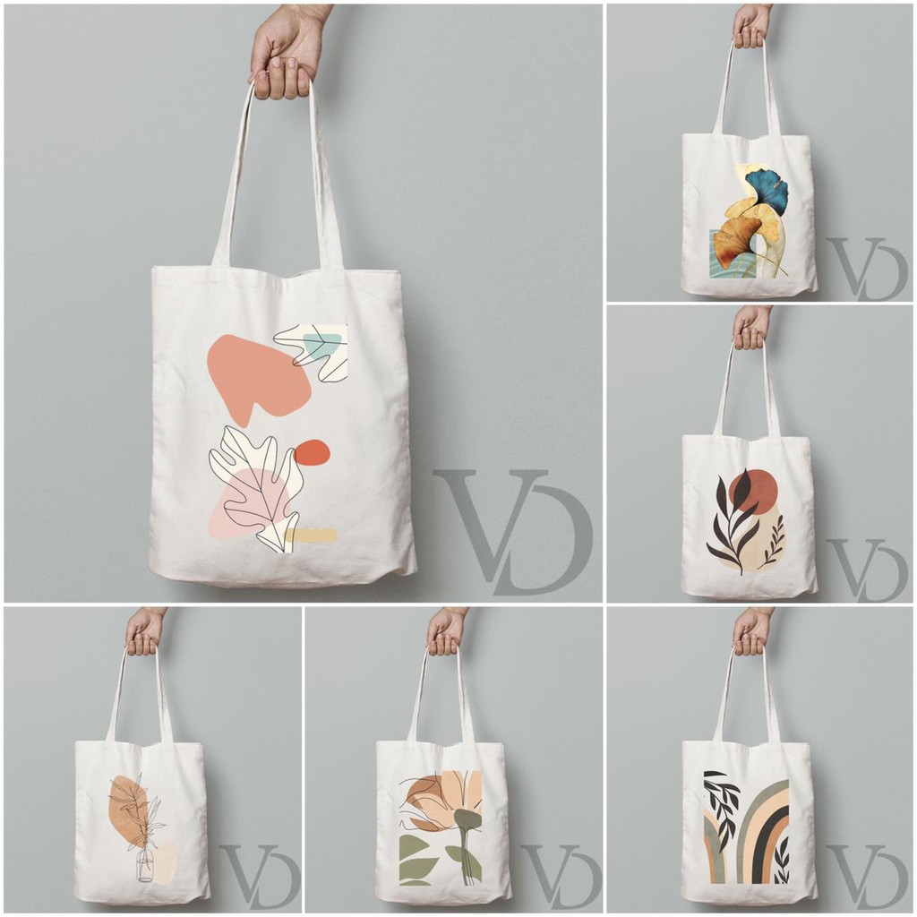 TOTE BAG KANVAS MOTIF ABSTRACT ART TERBARU / AESTHETIC TOTE BAG / TAS BELANJA MOTIF ABSTRAK