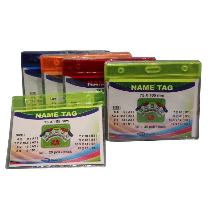 

Hemat Name Tag Warna A2 /Card Case/Name Tag Holder/Id Card/Mika Kartu Nama Berkualitas