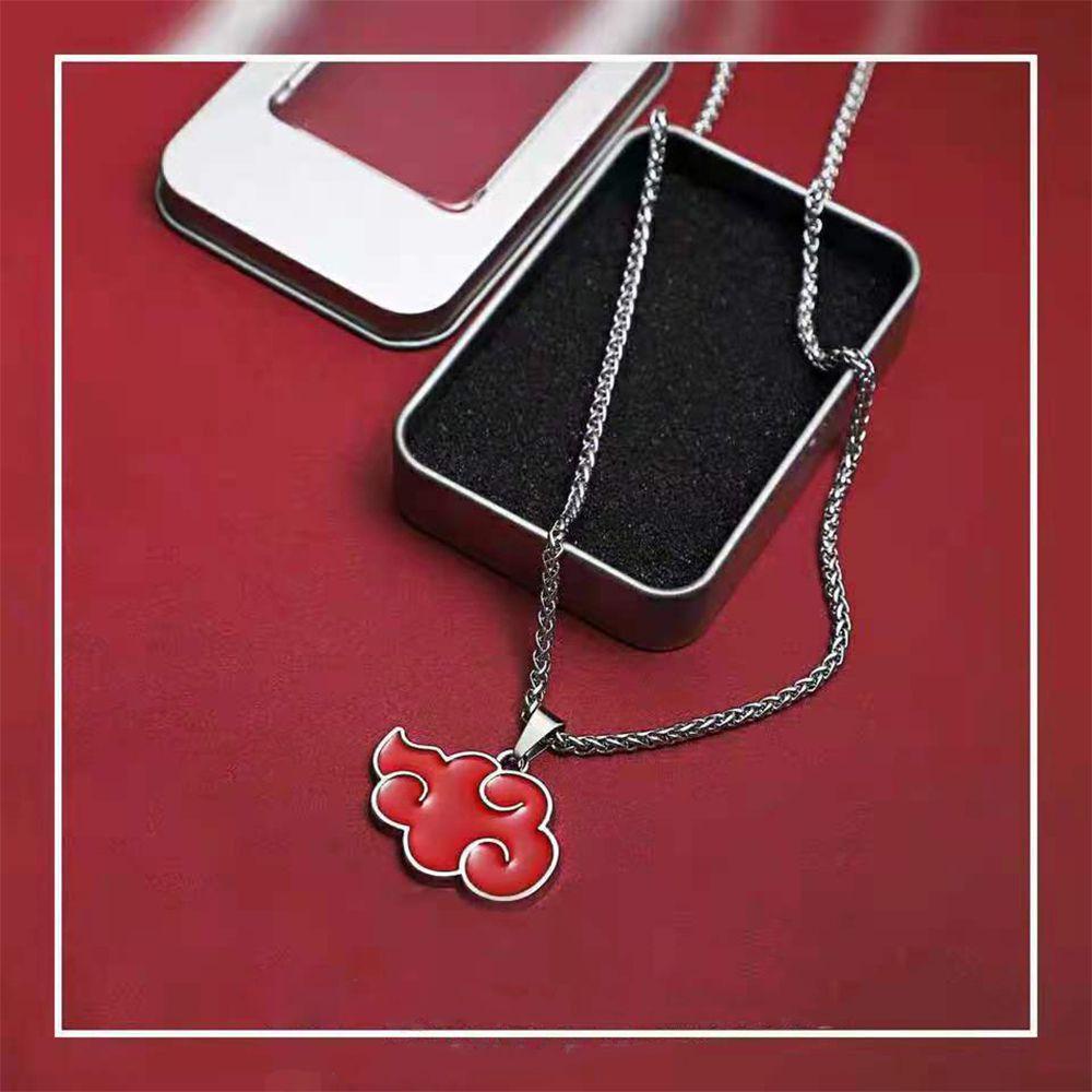 Mxbeauty Narutos Anime Kalung Kreatif Keren Rantai Anak Hadiah Paduan Akatsuki Awan Merah Liontin Pria Leher Rantai