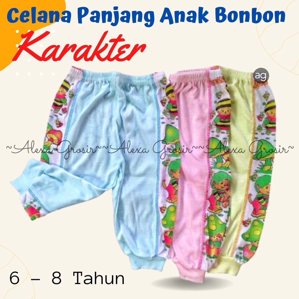 Celana Panjang Bayi Halus Lembut 6-8 Tahun, BonBon Murah Berkualitas Size S M L XL XXXL/3L Jumbo