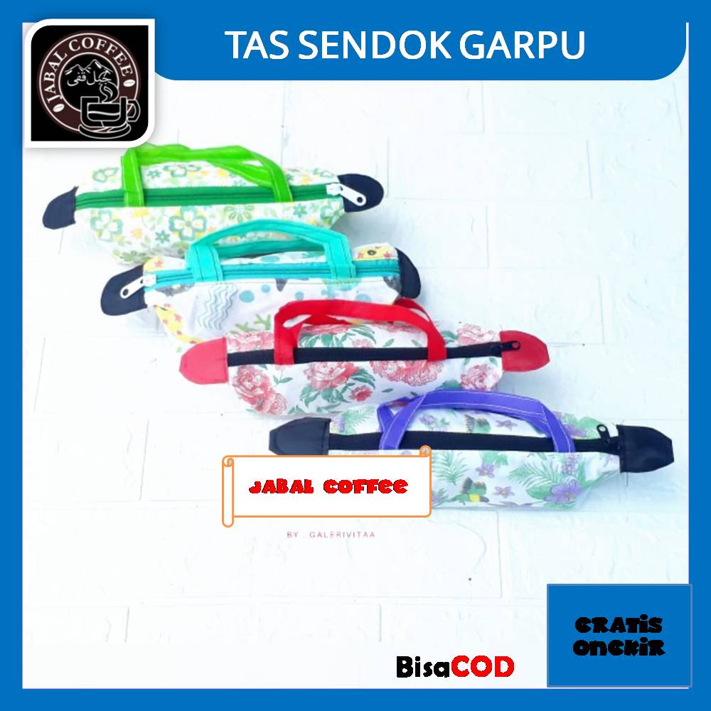 Tempat Sendok Garpu Motif Bunga / Tas Sendok Garpu / Pouch Sendok Garpu Anti Debu 15 Gram 16