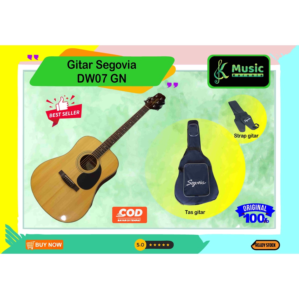 [ COD ] Original Gitar akustik folk Segovia DW07 DW-07 DW 07 GN free tas tebal strap gitar [hrg*offl