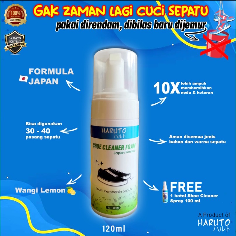 Pembersih sepatu Haruto shoe cleaner foam120ml promo buy 1 get 1