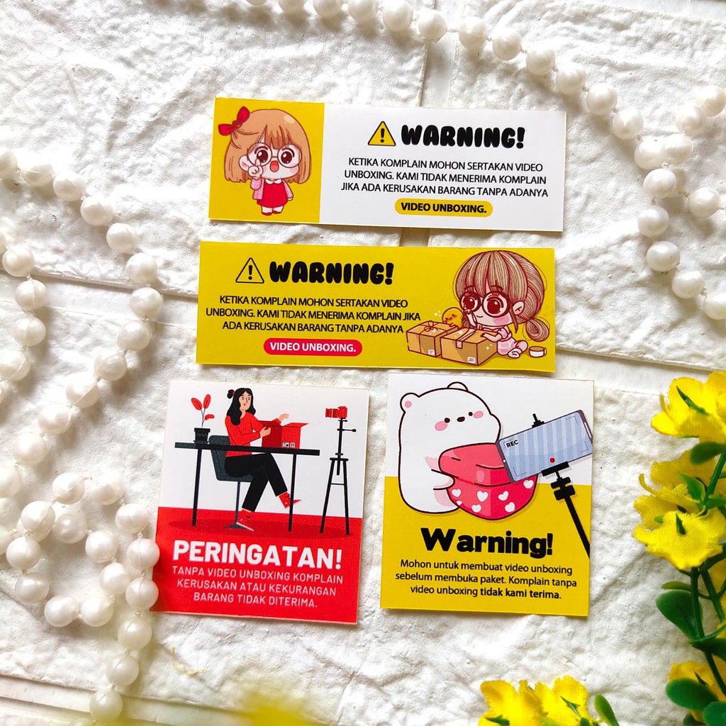 

STIKER STICKER VIDEO UNBOXING PERINGATAN WARNING BUKA BOX READY STOCK TERMURAH