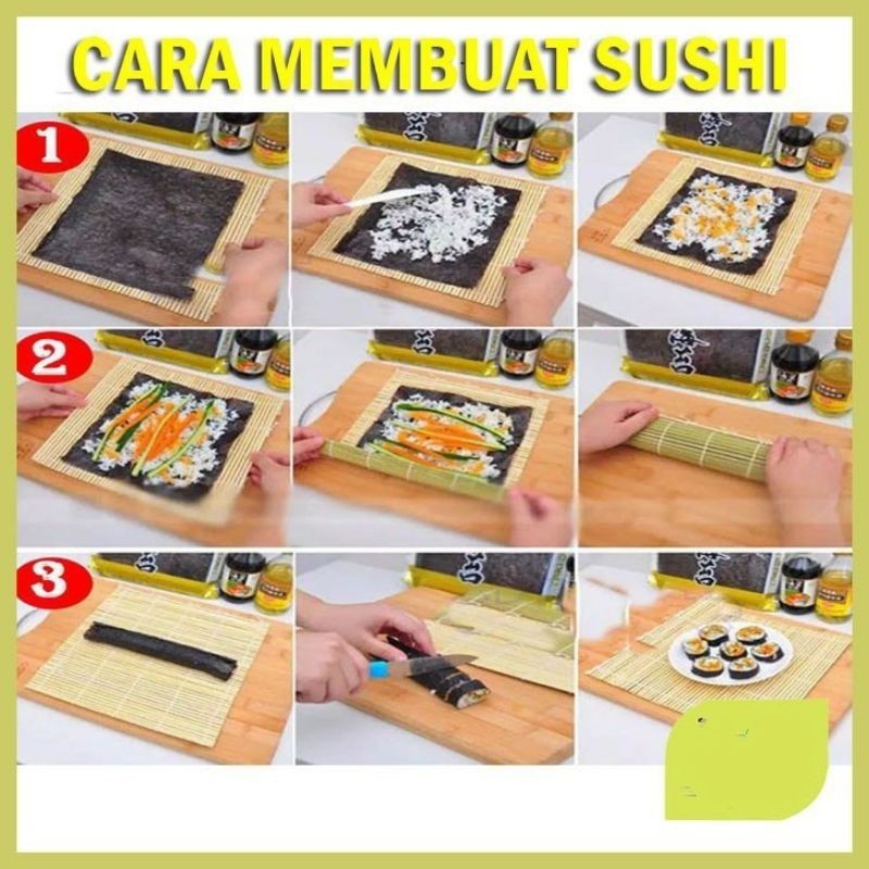 Sushi Roll Tikar Penggulung Sushi Alat Penggulung Sushi Cetakan Sushi Bento Tatakan Piring Bambu