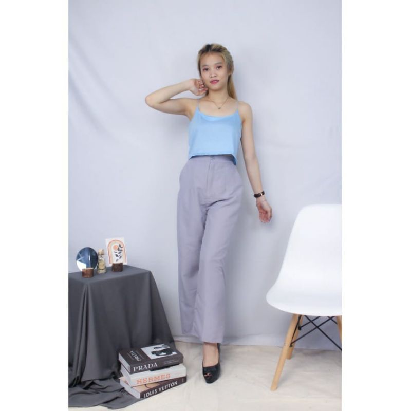 Yuka slim/ linen kulot Highwaist / CELANA KULOT HW