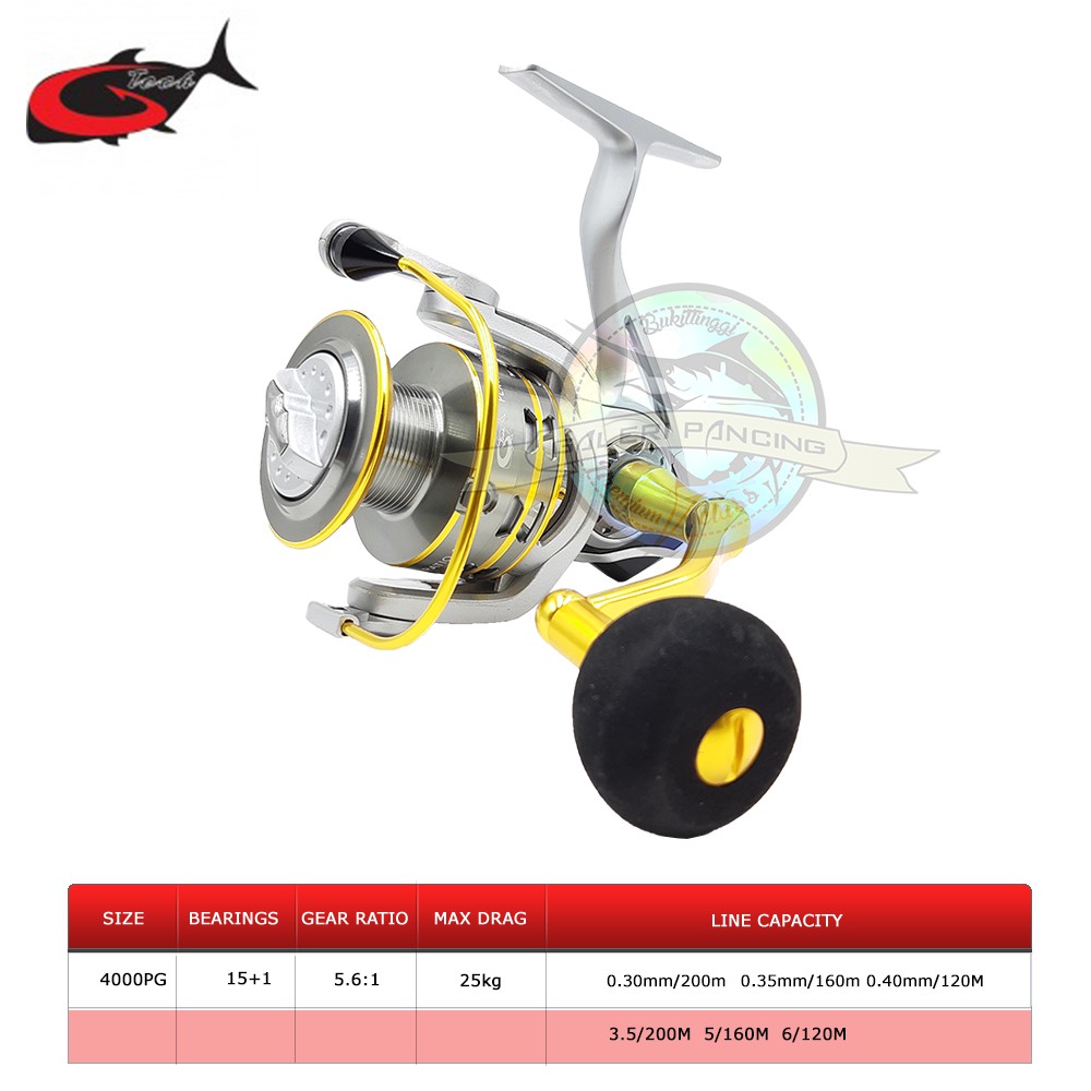 Reel Pancing G-Tech Platinumize SW 4000PG - Power Handle 16BB Drag 25KG