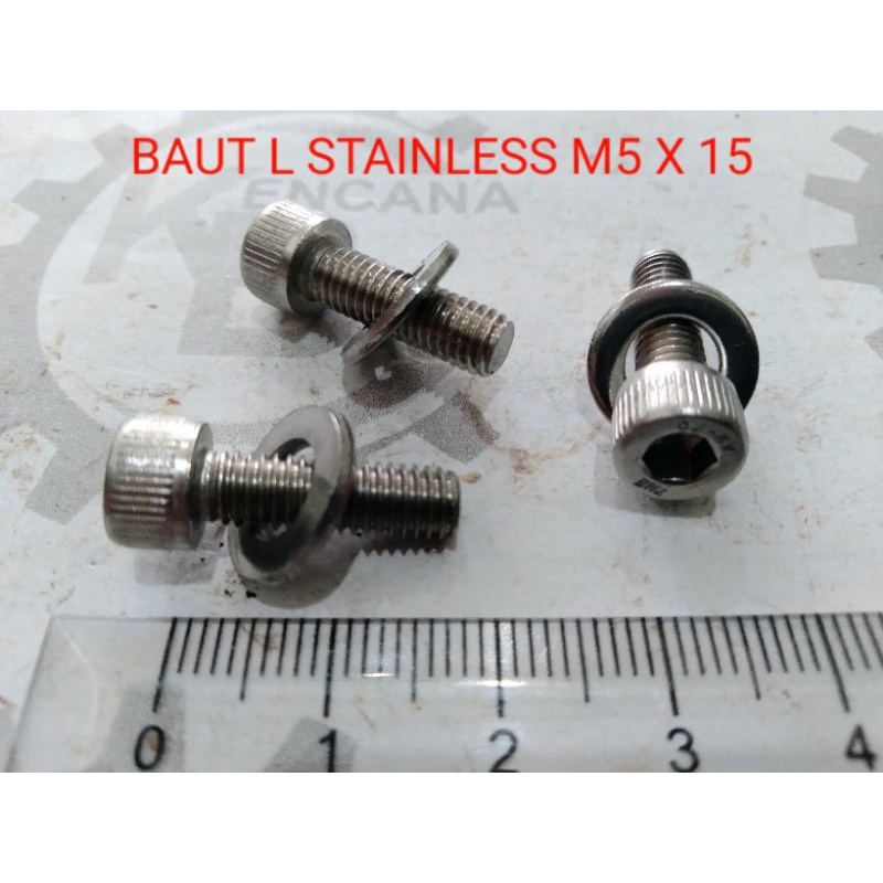 BAUT L STAINLESS M5 X 15 DAN RING