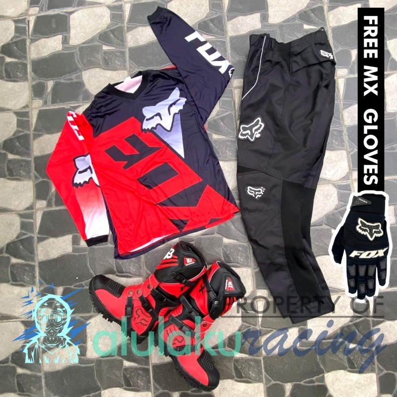 Jersey, Celana, Sarung Tangan &amp; Sepatu SV Fullset MX Trail Motocross - Paket Bundling FOCTSV130103-F41