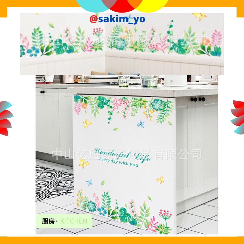 Q 29 WALLSTIKER WALL PAPER WALLPAPER WALLSTICKER STICKER STIKER DINDING TEMBOK BUNGA DAUN HIJAU BORDER LIST RAMBAT JUNTAI VINTAGE MINIMALIS WALSTICKER DEKORASI RUMAH PINTU JENDELA KACA DEKOR KERAMIK KRAMIK KOMPOR LEMARI KITCHEN SET 3D DAPUR CAFE AESTHETIC