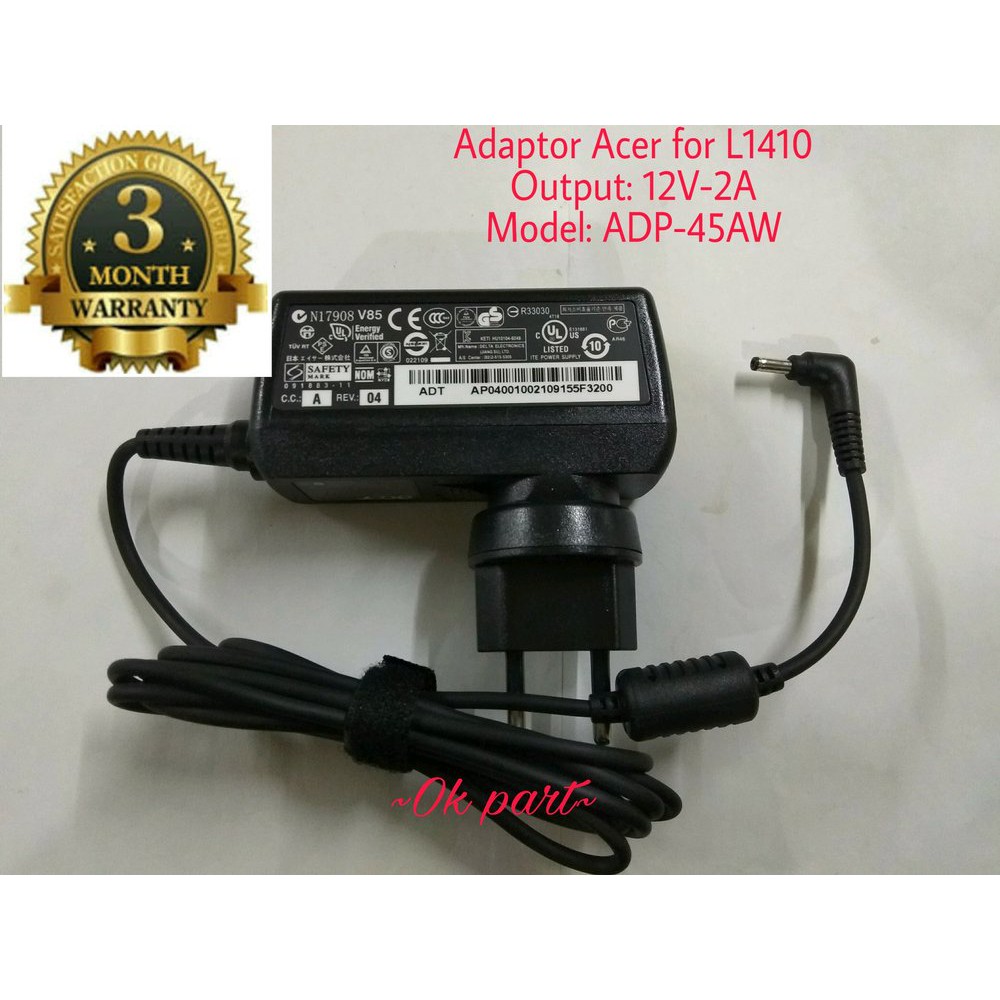 Adaptor Charger Original Laptop Acer One 14 L1410 L1410 C7tl L1410 C5vl L1410 C4va 12v 2a Shopee Indonesia