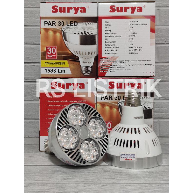 SURYA Lampu Led Sorot 30w 30 WATT PAR30 Cahaya Kuning WARM WHITE 3000K