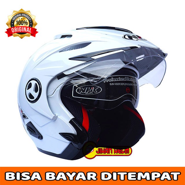 HELM / NHK DOUBLE VISOR / HELM NHK / HELM NHK AVIATOR WHITE ORIGINAL SNI TERMURAH