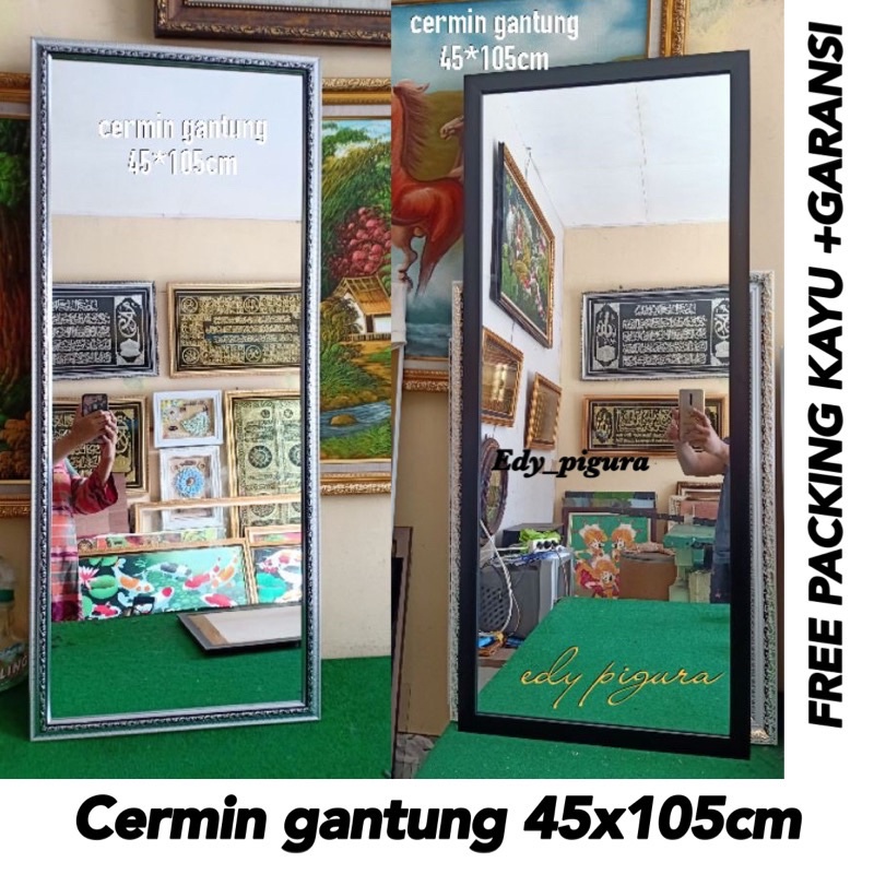 TERMURAH kaca cermin gantung tempel dinding size 95x45cm