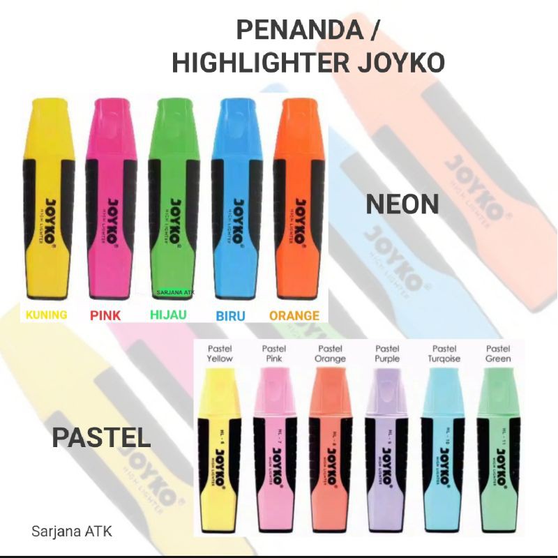 

Highlighter / Penanda Joyko Warna Pastel / Neon