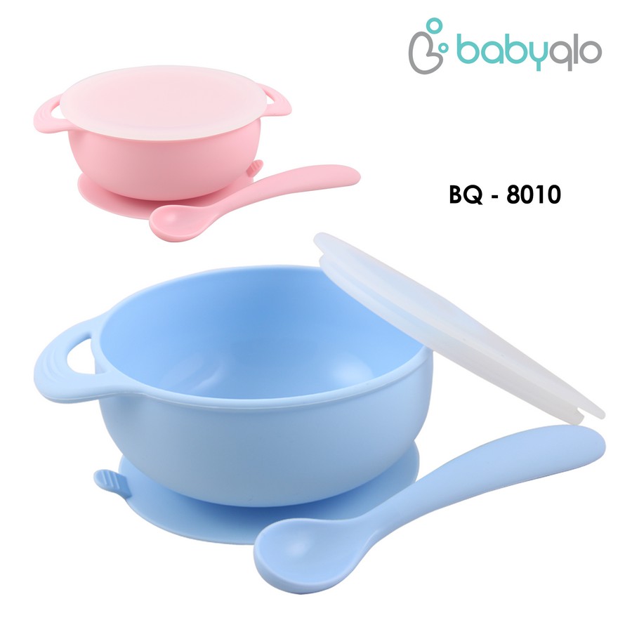 Babyqlo Mangkok Makan Bayi / Silicone Bowl &amp; Spoon Set Bq8010