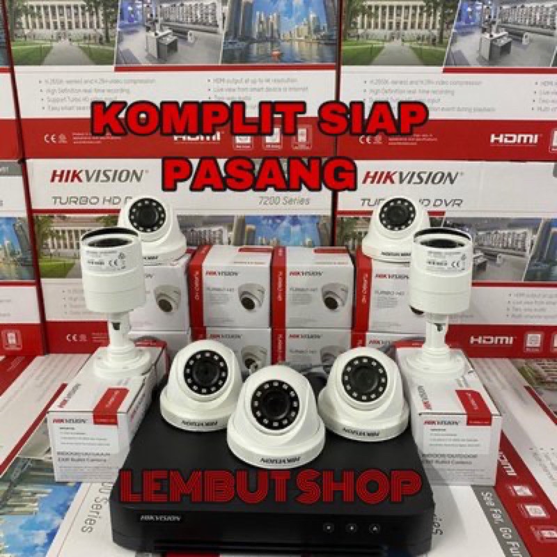 PAKET KAMERA CCTV HIKVISION 7 CAMERA 2mp 8 CH CHANNEL 1080p FULL HD KOMPLIT TINGGAL PASANG