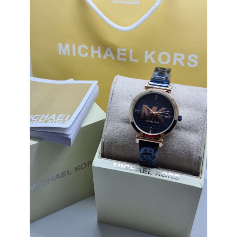 Jam Tangan Mk Rantai Steel Free Box, Paperbag & Kartu Mk