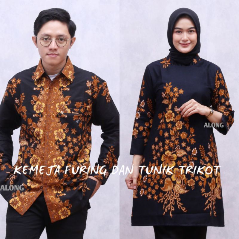 KEMEJA BATIK BERFURING MEWAH COUPLE TUNIK BATIK TRIKOT PREMIUM ELEGAN