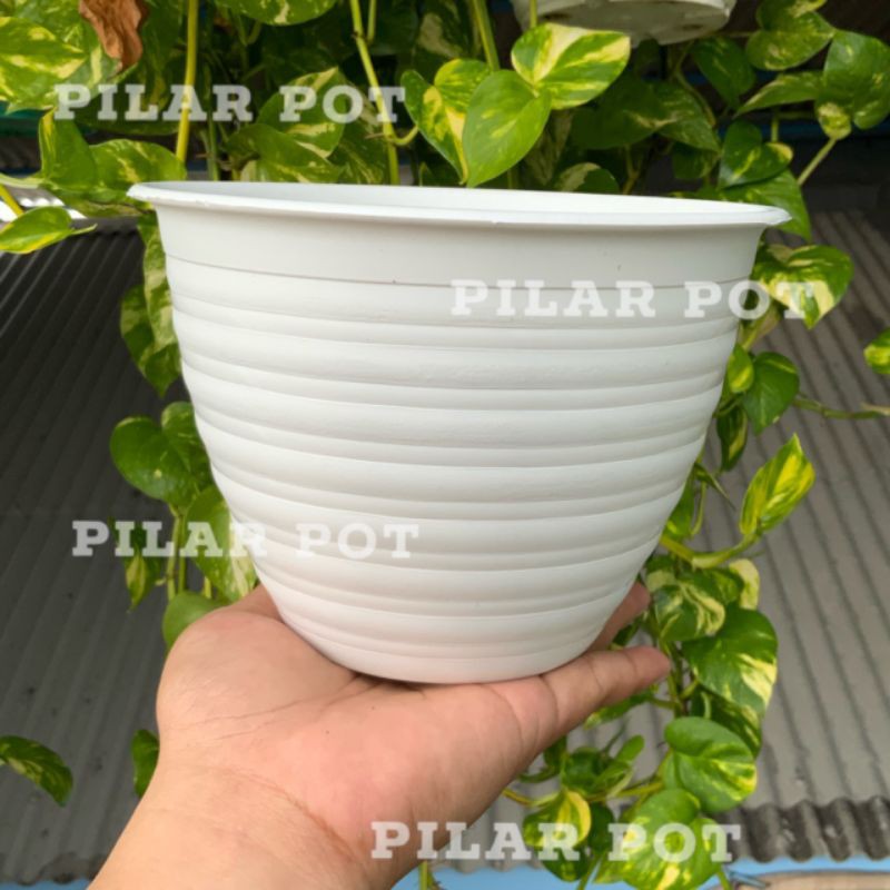 pot bunga tanaman mdn putih 18cm model tawon - MDN