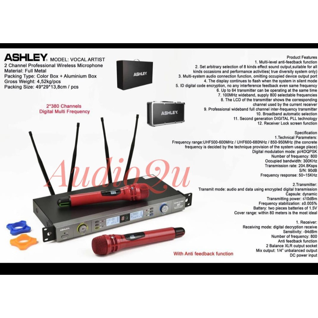 MODEL BARU MIC WIRELESS ASHLEY VOCAL ARTIST / VOCAL ARTIS + KOPER ORIGINAL