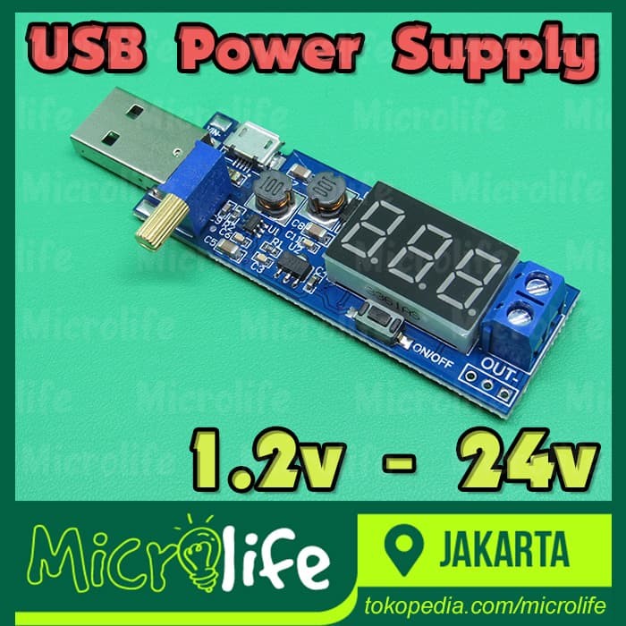 USB Power Supply 1.2v - 24v Adjustable Display Module Micro USB