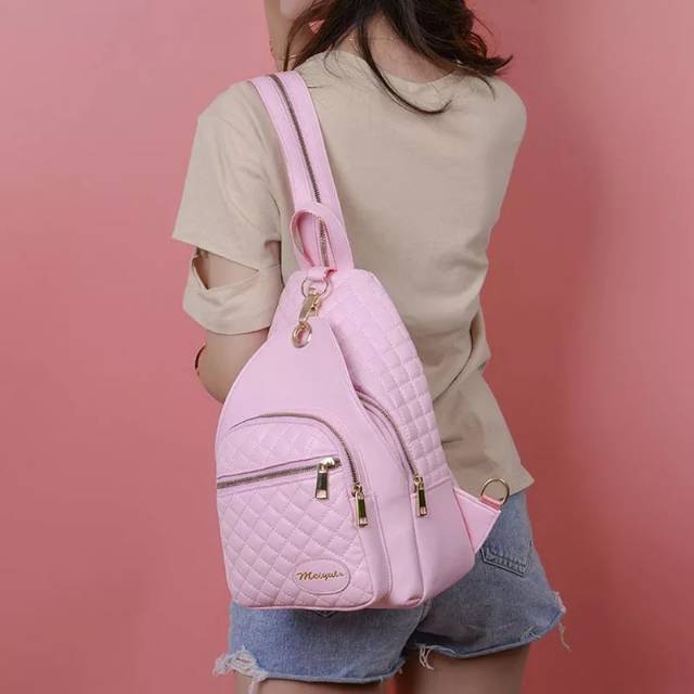 COD) Waistbag Wanita - TRM WATERPROOF LIPAT 1AX802 Oranye. Bisa di Lipat. Parasud Y18-K10 sabyan