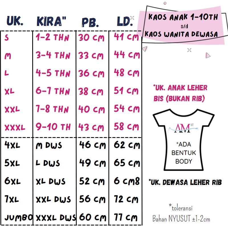 Baju Kaos Anak Cewek 3-12 tahun sampai Dewasa Jumbo motif BEAUTIFUL