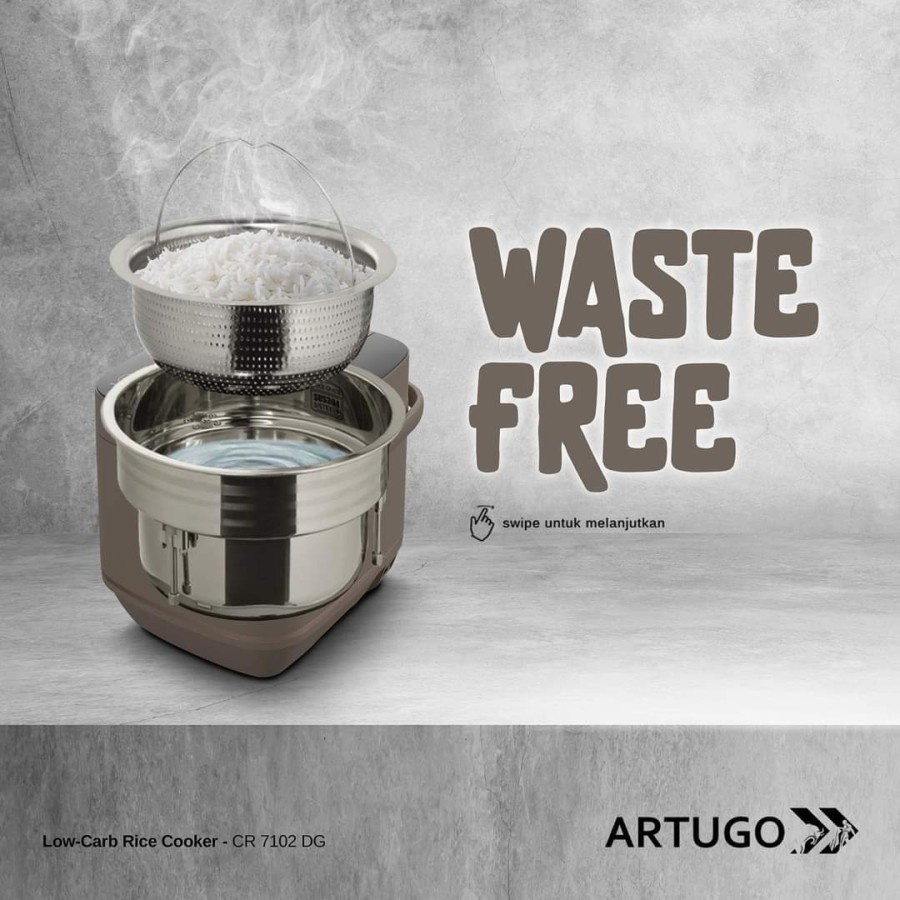 Artugo Rice Cooker Low Carbo CR 7102 DG Kapasitas 2 Liter