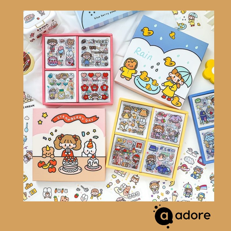 

A Set Of 100 Stickers In A Box/ Korean Style Sticker/ Cute Sticker Set For Diary