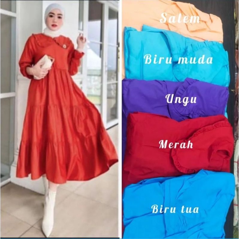 Midi gamis premium kualitas import jumbo, dress midi busui bumil
