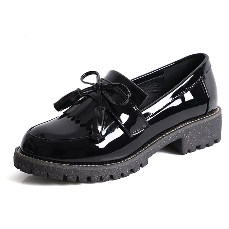 Sepatu Loafer Wanita '' JOLLY ''' Black Glosy Fashion Premium RWS O6