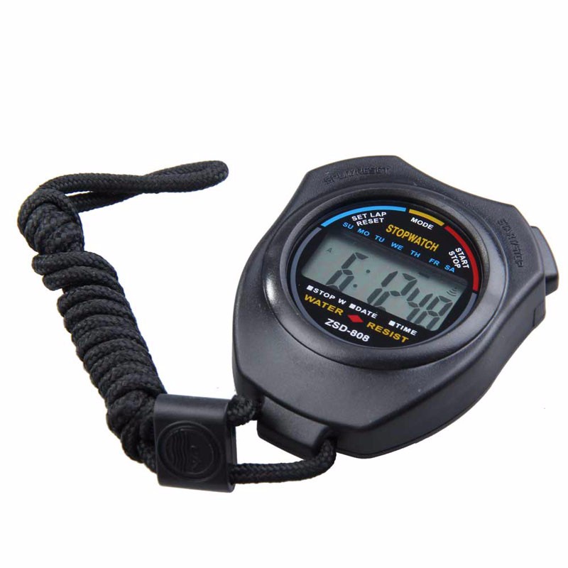 Stopwatch Profesional LCD dengan Strap Murah -Hitam