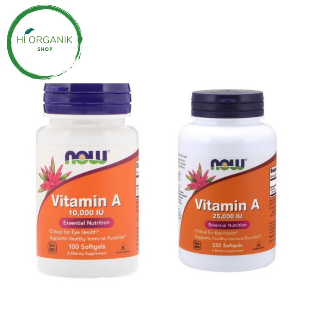 Now Vitamin A 10000 iu 10.000 iu 10,000 iu 100 Softgels; Vitamin A 25,000 25000 IU 25000IU 25,000IU 