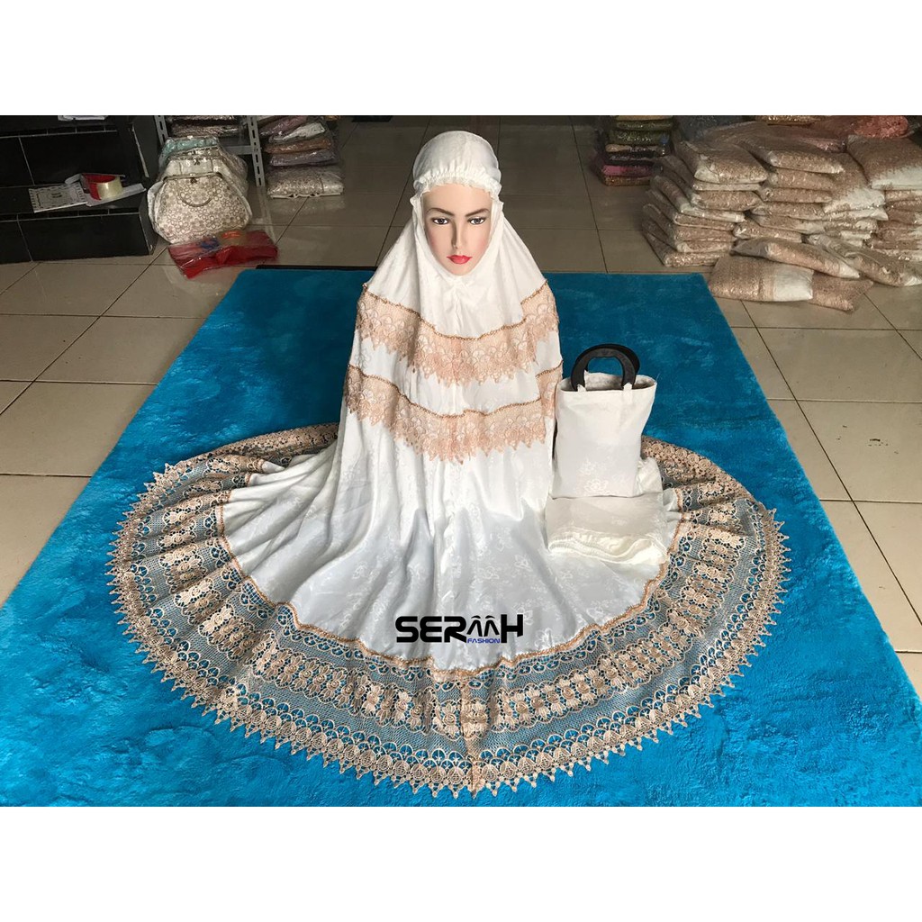 Mukena prada keong dua renda kalung susun termurah