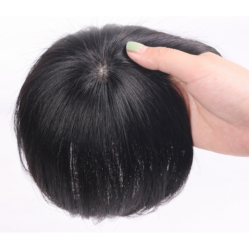 TOU wig toupee human hair asli penutup botak penambah volume clip rambut palsu extension