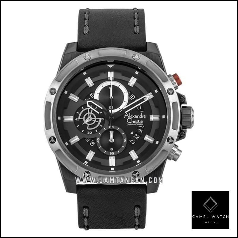 Promo Alexandre Christie AC 6506 MC LEPBA Chronograph Men Black Dial Black