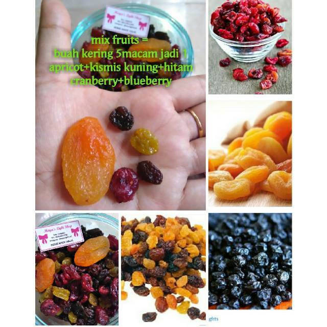 mix fruit dry fruit 200gr buah kering manisan buah kue cemilan sehat diet kismis apricot berry super food mix almond