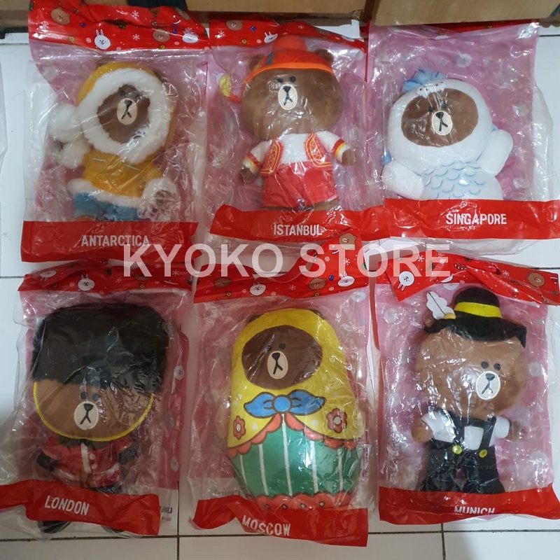 Boneka Line Brown Plush Doll World Tour Edition Complete Set of 6