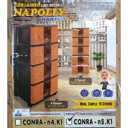 Rak Plastik Rotan Napolly 4 Susun / CONRA-n4.K1 (Promo Harga)