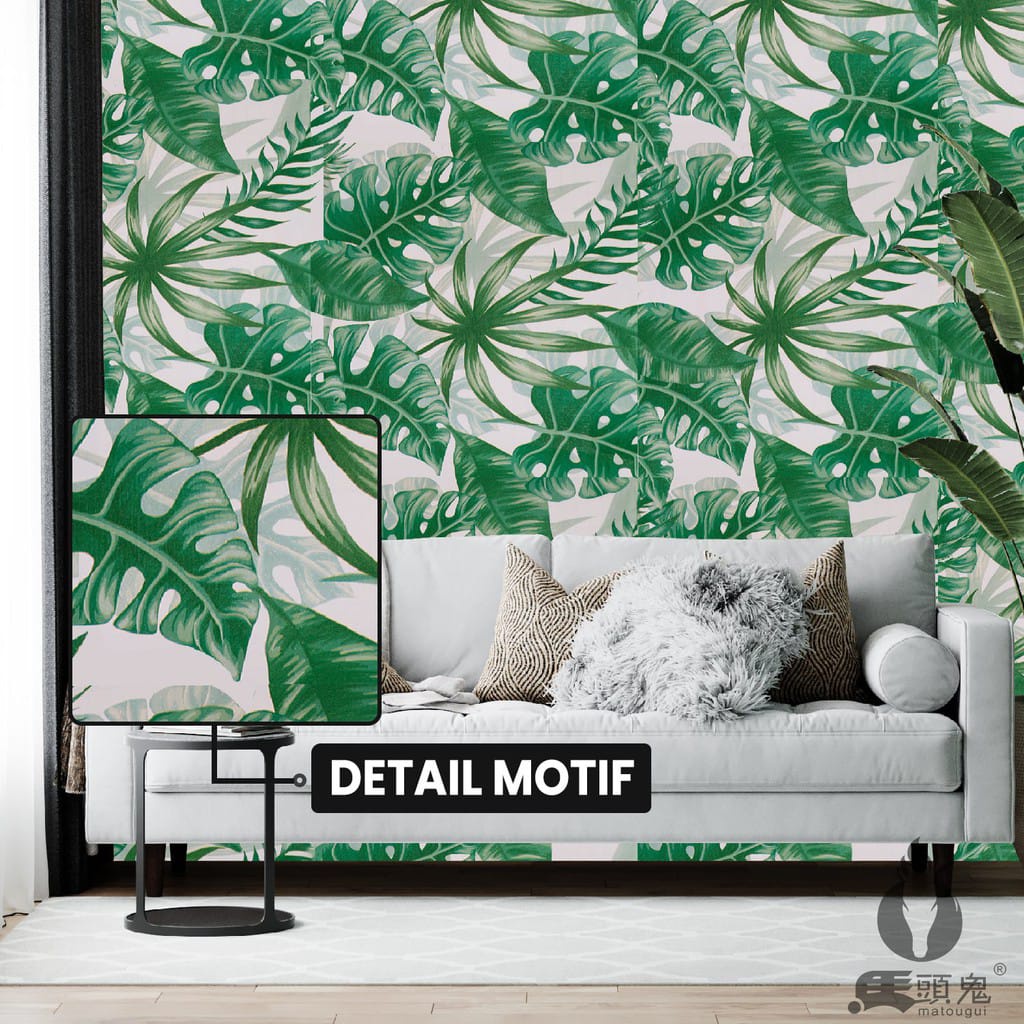 Wallpaper Sticker Dinding Motif Daun Ukuran Panjang 10Meter x Lebar 45Cm