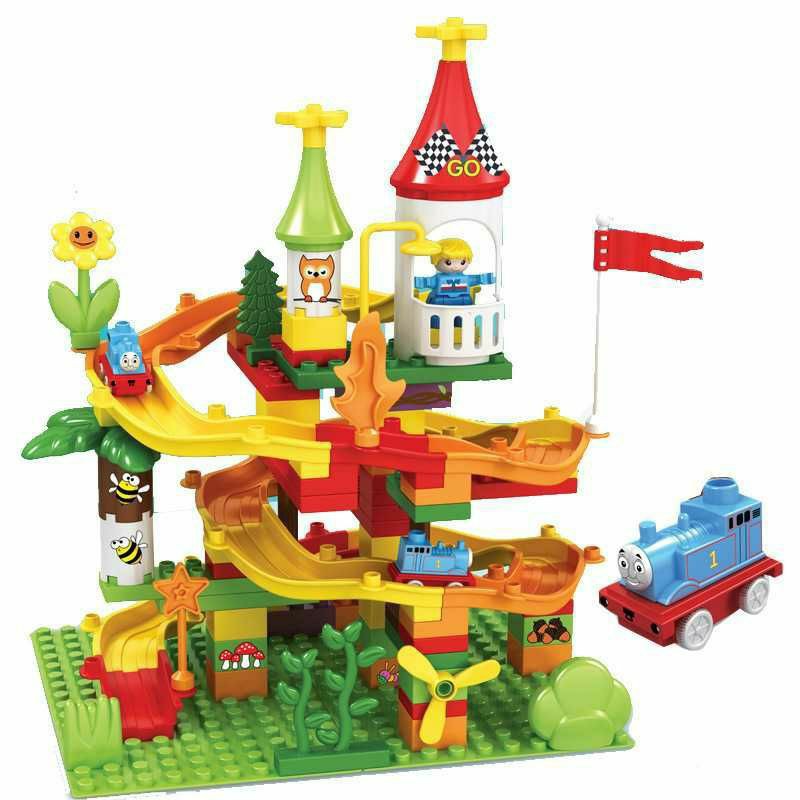 Tma / Mainan Marble Run / Balok Susun Partikel Besar Rail Kereta / Balok Duplo