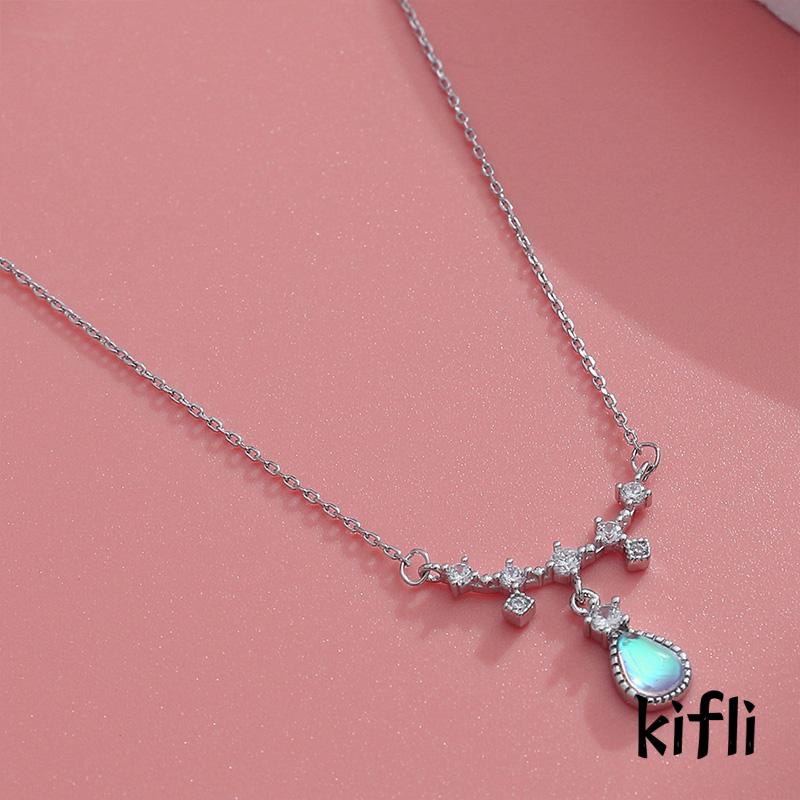 Kalung Desain Water Drop Aksen Moonstone Untuk Wanita