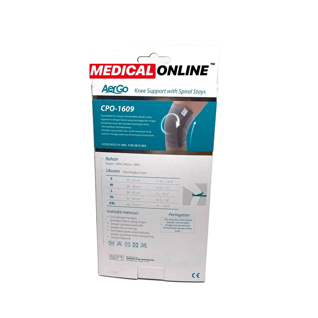 EUNICEMED KNEE SUPPORT WITH SPIRAL STAYS 1609 ORTOPEDI MEDICAL ONLINE