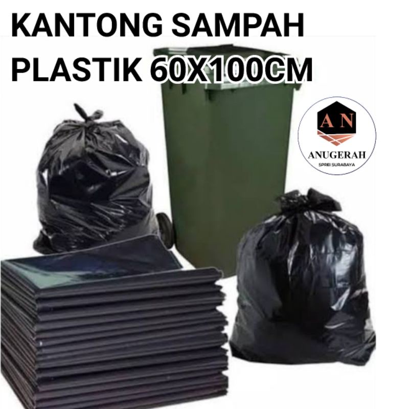 KANTONG PLASTIK SAMPAH 60X100CM / KANTONG PLASTIK HITAM / PLASTIK BESAR / ELASTIS