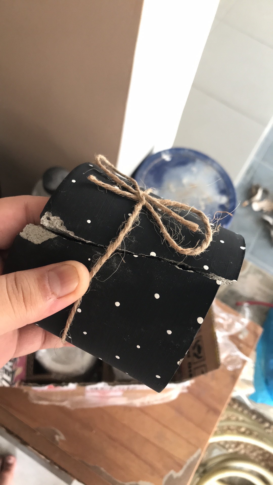 Pot Sukulen/kaktus Black White Dotted D:8cm